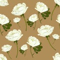 Seamless white dogrose flowers pattern Royalty Free Stock Photo
