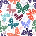 Seamless white floral pattern with butterflies Royalty Free Stock Photo