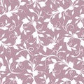 Seamless white floral pattern on purple. Vector illustration. Royalty Free Stock Photo