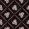 Seamless white flowers pattern green background Royalty Free Stock Photo