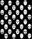 Seamless White ghost mask pattern, vector