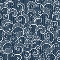 Seamless white lace ornamental pattern with curls.