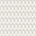 Seamless white leather texture with gold metal details. Vector leather background