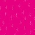 Seamless white melodies note pattern repeating texture with pink background illustration vector design eps 10