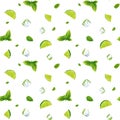 Seamless white pattern, mojito with Ice cubes Royalty Free Stock Photo