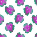 Seamless wild floral pattern with nasturtium. Bright hibiscus flowers on white background. Botanical Motifs scattered random. Royalty Free Stock Photo