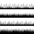 Seamless wild herbs, flowers and grass silhouettes vector set Royalty Free Stock Photo