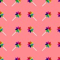 Seamless Windmill Toys Pattern, Vector Illustration EPS 10. Royalty Free Stock Photo