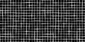 Seamless windowpane grid squares pattern made of wonky hand drawn white painterly lines on black background