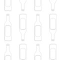 Seamless wine bottle pattern. Black linear bottles on white background. Design element for tasting, menu, wine list Royalty Free Stock Photo