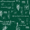 Seamless wine pattern chalkboard vector design illustration