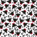 Seamless winged bat cats pattern