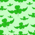 Seamless winged shamrocks