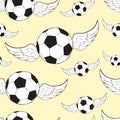 Seamless winged soccer balls Royalty Free Stock Photo