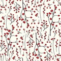 Seamless winter berries background pattern