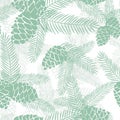 Seamless winter Christmas pine cones pattern