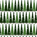 Seamless winter holidays pattern with geometric green spruces