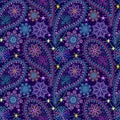 Seamless winter lace pattern with paisley