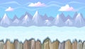 Seamless winter landscape with rocky mountains for Christmas game design