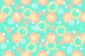 Seamless winter pattern background. Colorful balls, Christmas trees, snowflakes, circles illustration Royalty Free Stock Photo