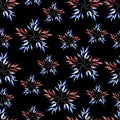 Seamless winter pattern with bright snowflakes, stars on a dark background. Winter vector illustration for fabric, paper, Royalty Free Stock Photo