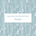 Seamless winter pattern with ermine