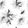 Seamless, winter pattern of poinsettia flowers. hand-drawn bouquets in a realistic style, close-up. modern design for paper, Royalty Free Stock Photo