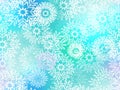 Seamless winter pattern with silhouettes of white snowflakes on a turquoise background Royalty Free Stock Photo