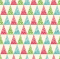 Seamless Winter Pattern with Stylized Decoration Christmas Trees