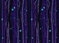 Seamless winter wood forest branches night pattern