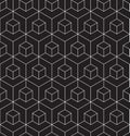 Seamless wireframe cubic abstract geometric isometric pattern background texture.