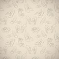 Seamless woman's stylish shoes sketch pattern