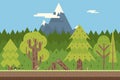 Seamless Wood and Mountain Nature Concept Flat