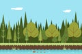 Seamless Wood River Nature Concept Flat Design