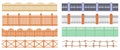 Seamless wooden fences. Cartoon wood fence pattern, long outdoor house fencing or farm livestock barrier, pole wall