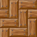 Seamless wooden panel door texture with nails