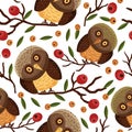 Seamless woodland vector pattern.