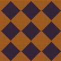 Seamless woolen knitted orange-violet Argyle