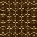 Seamless woven linen damask pattern. Aged sepia tone rustic textile pattern. Burnt umber brown texture background. Rough