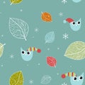 Seamless xmas pattern with owls