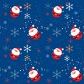 Seamless xmas pattern with santa and snowflakes