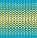 Seamless yellow and blue abstract bold halftone moon phase vector pattern background. Surface pattern design for fabric