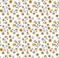 Seamless yellow flower pattern on white Royalty Free Stock Photo