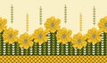 Seamless yellow traditional indian textile floral border Royalty Free Stock Photo