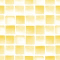 Seamless yellow watercolor pattern on white background. Watercolor seamless pattern with squares Royalty Free Stock Photo