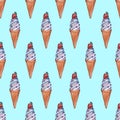 Seamless pattern with ice cream