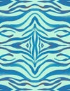 Seamless Zebra Background. Blue Jungle Print.