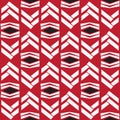 Seamless zig zag native pattern on red background