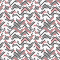 Seamless Zig Zag Pattern. Abstract Chaotic Black and Red Line B