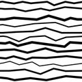 Seamless zigzag line pattern. Black horizontal zig zag lines. Polygonal line striped and distortion monochrome texture. Vector Royalty Free Stock Photo